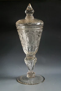 ANTIGUA COPA DE CRISTAL BOHEMIA GRABADA DEL SIGLO XVIII CON FUNDA - Imagen 1 de 6
