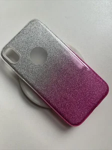 iPhone XR Phone case pink silver sparkle Ombré flexible protection - Picture 1 of 4