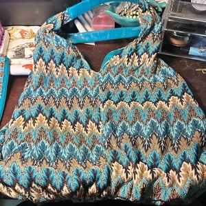 Aqua Multi-Color Sparkle Satchel Purse w/wristlet - Picture 1 of 6