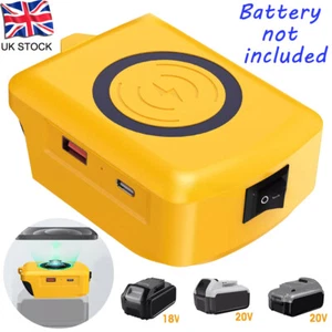 Type C+USB Wireless Phone Charger Power Source For Dewalt 18V/20V Battery HOT - Picture 1 of 9