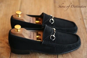 Gucci Negro Gamuza Plata Horse Bit Zapatos Mocasines Damas UK 7 EU 40 US 10 - Imagen 1 de 9