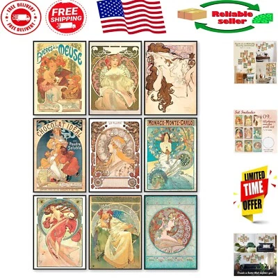 Transforma tu espacio con impresiones vintage Alphonse Mucha Art Nouveau - sin marco Foto 1 de 4