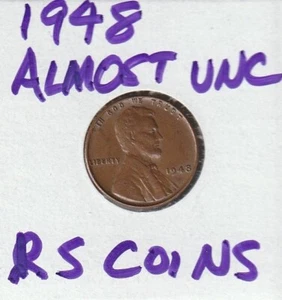 Centavo Lincoln 1948 AU ~ casi sin circular ~ monedas RS #51587 envío gratuito - Imagen 1 de 2