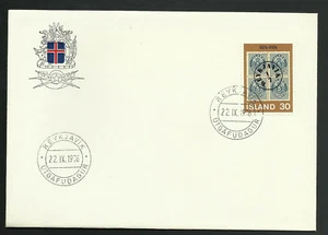 1976 ICELAND STAMP ON STAMP FIRST ICELAND STAMP AURAR DENOMINATED ON FDC COVER - Picture 1 of 1