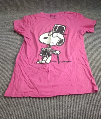 Mighty Fine Woman Fuschia T-Shirt XL S-S CrewNeck Peanuts Snoopy Top Hat Casual - Image 1 of 4