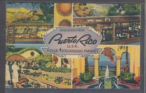 San Juan Puerto Rico lino 1939 Feria Mundial de Nueva York multivista PPC sin enviar por correo con mensaje - Imagen 1 de 2