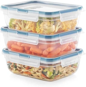 3-Pack (8.5-Cup) Plastic Food Storage Containers Set, Leakproof & Airtight ... - Picture 1 of 10