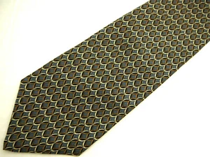 Brooks Brothers Makers Mens Necktie Tie Grey Brown Belt Buckles Chain Silk 58" - Picture 1 of 4