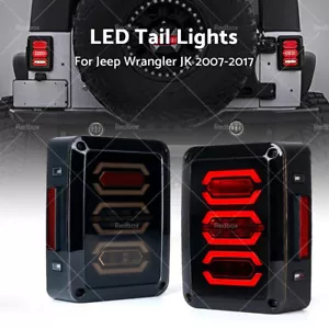 Smoked Black LED Tail Lights Lamp Fits for Jeep Wrangler JK 2007-2017 - Picture 1 of 7
