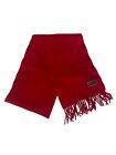 Coach Lambs Wool Cashmere Blend Red Fringed Scarf