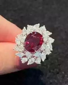 7.32 Ct Oval Cut Natural Red Ruby & Diamond Engagement Ring Solid 950 Platinum 7 - Picture 1 of 7