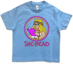 SHE READ Kids Boys T-Shirt Masters of the Ra Princess Fun He Man Motu Universe - Picture 1 of 1