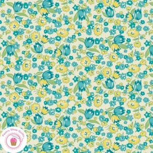 Maywood NANA MAE VI 361 64 Green Yellow Floral Quilt Fabric 30's REPRODUCTION - Picture 1 of 2