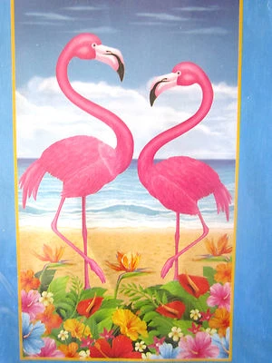 Pink Flamingo Luau Tropical Blue Ocean 42"x72" Wall/Door Mural Decoration NEW  - Image 1 of 4