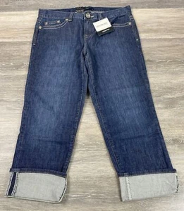 Calvin Klein Jeans 12 Capri Cropped Cuffed Blue Denim Mid Rise Med Wash Casual - Picture 1 of 12