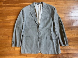 VINTAGE Ralph Lauren Polo Linen Blazer Men’s 44L Green Grey USA Made - Picture 1 of 14