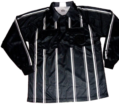 Black and White Soccer Referee Jersey Adult Medium KwikGoal Long Sleeve Refs EXC - Image 1 of 3