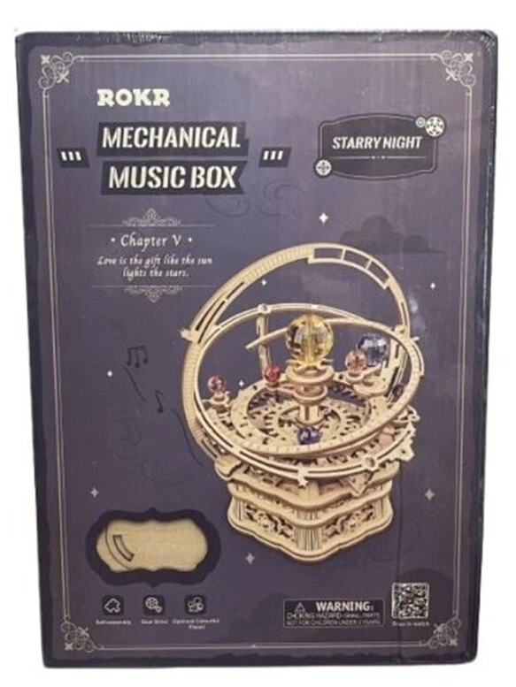 Mechanical Music Box Wooden 3D Puzzle Games DIY Toys Rotatable Model Building - Image 1 of 1