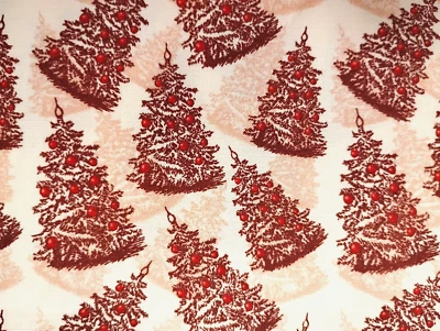 Pink Christmas Trees on Pale  Pink Cotton Quilting Sewing Fabric By the Yard - Image 1 of 4