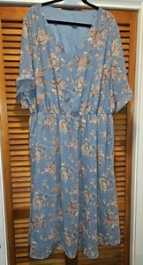NWT 28/5X BloomChic Floral Mesh Overlay V-Neck Ruffle Sleeve Pocket Dress - Picture 1 of 11