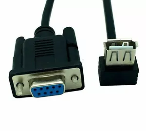 RS232 DB9 Female to USB 2.0 A Up angle 90 degree Female Serial Cable Connector - Picture 1 of 6