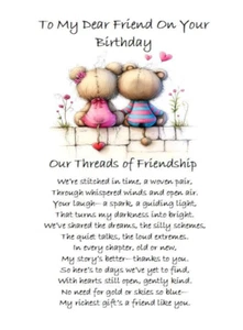NEW DESIGN To My Dear Friend On Your Birthday A5 Sized Birthday Card Cute Teddys - Picture 1 of 5