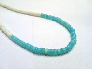 BLUE OPAL WITH WHITE OPAL TYRE SMOOTH 5-6MM LOOSE GEMSTONE BEADS 18" 1 NECKLACE - Picture 1 of 20