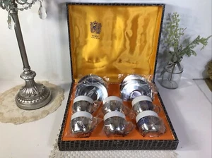 Wolfe Old English Silber Teller Espresso Kaffeetasse Set (6) in Satin Box ~ Brasilien - Bild 1 von 24