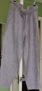 MARKS AND SPENCER LIGHT GREY LINEN TROUSERS SIZE 12 - Picture 1 of 9