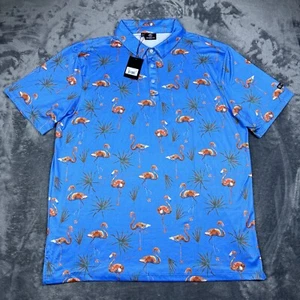 Greenside Golf Poloshirt Del Rio Flamingo Print XXL Stretch feuchtigkeitsableitend blau 2XL - Bild 1 von 10