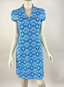 J McLaughlin Ivana Catalina Stoffkleid Damen XS EUC Kurzarm V-Ausschnitt blau - Bild 1 von 11