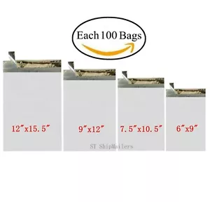 400 Combo Poly Mailers Bags Each 100 6x9 7.5x10.5 9x12 12x15.5 - ST ShipMailers - Picture 1 of 5