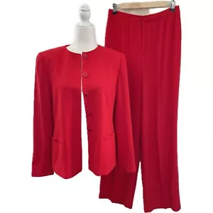 Linda Allard for Ellen Tracy kirschrot 100% Wolle Hosenanzug - Bild 1 von 5