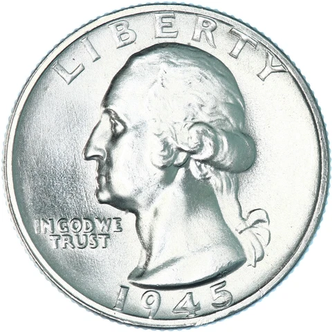 1945 S Washington Quarter 90% Silver BU US Coin Cover