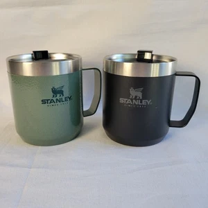Menge 2 Stanley Classic Legendary Camp Becher Edelstahl 12 Unzen Grün Schwarz - Bild 1 von 11