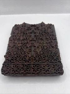 Estampilla de bloque de madera de colección India tela textil impresión madera tallada impresión flor - Imagen 1 de 8