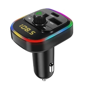 Trasmettitore FM Bluetooth con caricatore da auto USB QC 3.0 e USB-C 20W C4 nero - Zdjęcie 1 z 6
