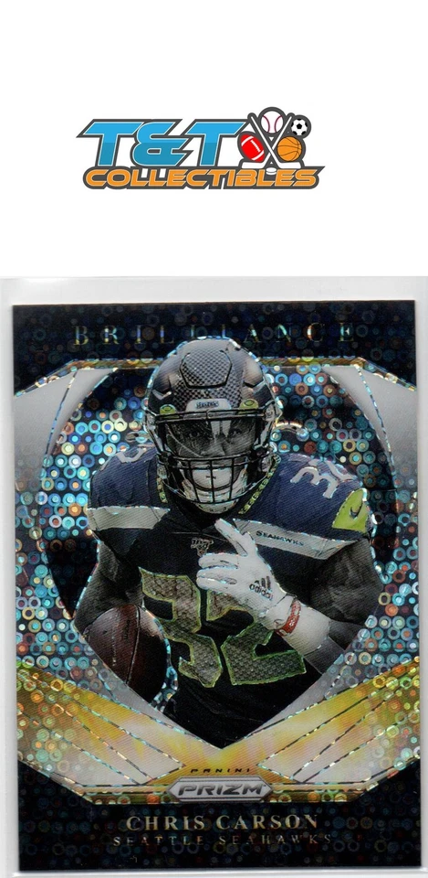 Chris Carson 2020 Panini Prizm Brilliance No Huddle #15 Seattle Seahawks 34a - Image 1 of 1