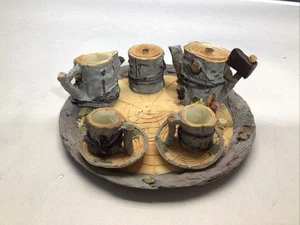 Vintage Mini Woodland Teeservice Tea Party Puppe Miniatur Resin - Bild 1 von 18