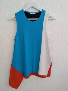 Iceberg Knitted Ribbed Colour Block Asymmetric Hem Top XS UK Size 10 - Picture 1 of 11