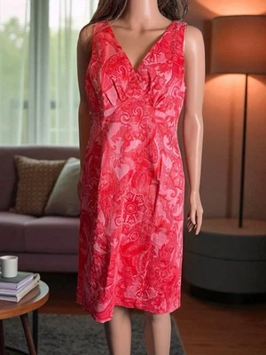 琼斯纽约。 短袖佩斯利连身裙 中号。 签名弹力 — 第 1/4 张图片