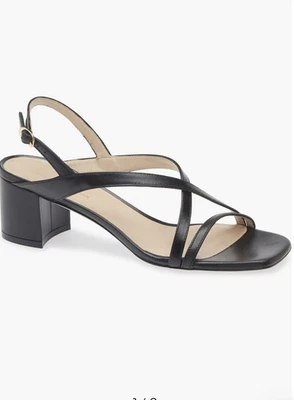 Sandalias Stuart Weitzman Oasis 50 tacón bloque para mujer 7,5, 38, cuero negro, nuevas en caja Foto 1 de 4