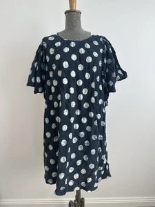 Gorman Navy Blue White Tie Dye Moon Polka Dot Spot Dress M L Flutter Festival - Picture 1 of 16
