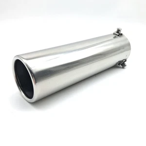 2.25"/57mm Rolled In  Bolt-on Round Tailpipe Stainless Steel Exhaust Trim Tip - Picture 1 of 4