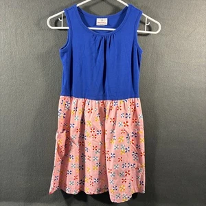hanna andersson girls cotton tank dress 10 blue pink umbrella novelty pockets - Picture 1 of 7