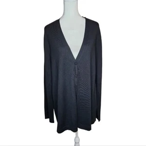 NEW J Jill V Neck Wool Blend Flyaway Cardigan Black Size XL - Picture 1 of 8