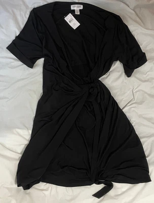 NWT Women's Sz Large Motherhood Maternity Women's Wrap Dress Black Short Sleeves - Image 1 of 4