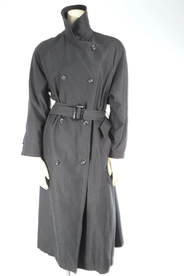 London Fog черный пояс длинный Тренч мягкий пальто размер 6 миниатюрный - Изображение 1 из 4