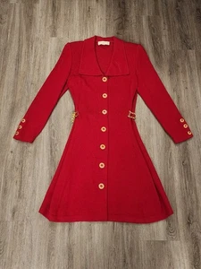 St John Collection By Marie Kleid Grau Vintage Rot Größe 6 - Bild 1 von 8