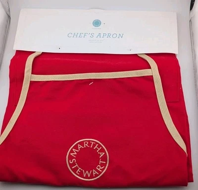Nuevo Delantal de Chefs Martha Stewart Rojo 100% Algodón Ajustable a Máquina Lavable  Foto 1 de 4
